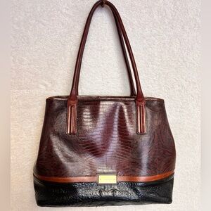 Brahmin Brown and Black Textured Tote